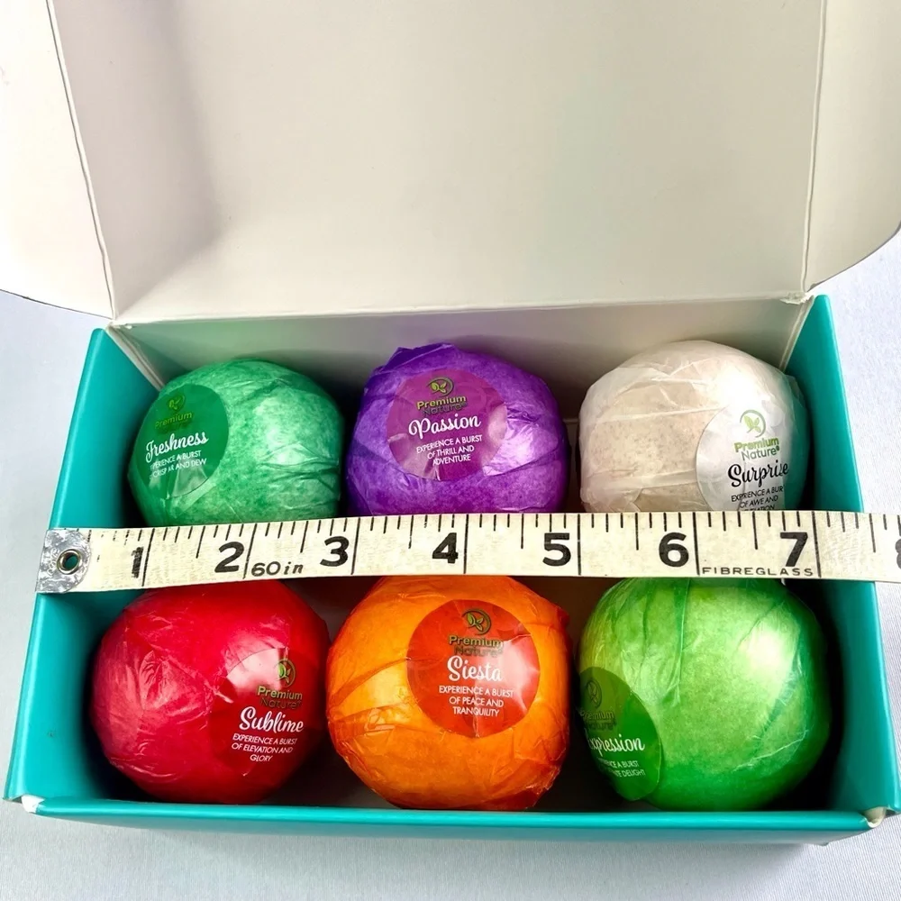 Premium Nature 6 Big Bath Bombs Toy Surprise All Natural Burst of Nature